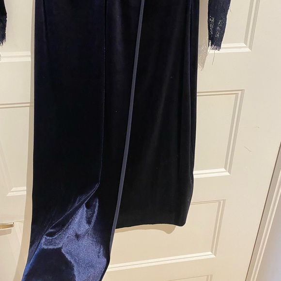 ZARA Velvet & Lace night blue midi dress size M - Picture 9 of 10